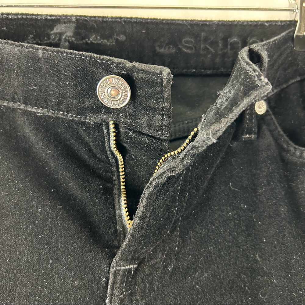 7 For All Mankind Skinny Black Velvet Jeans Size 29 - Picture 6 of 8